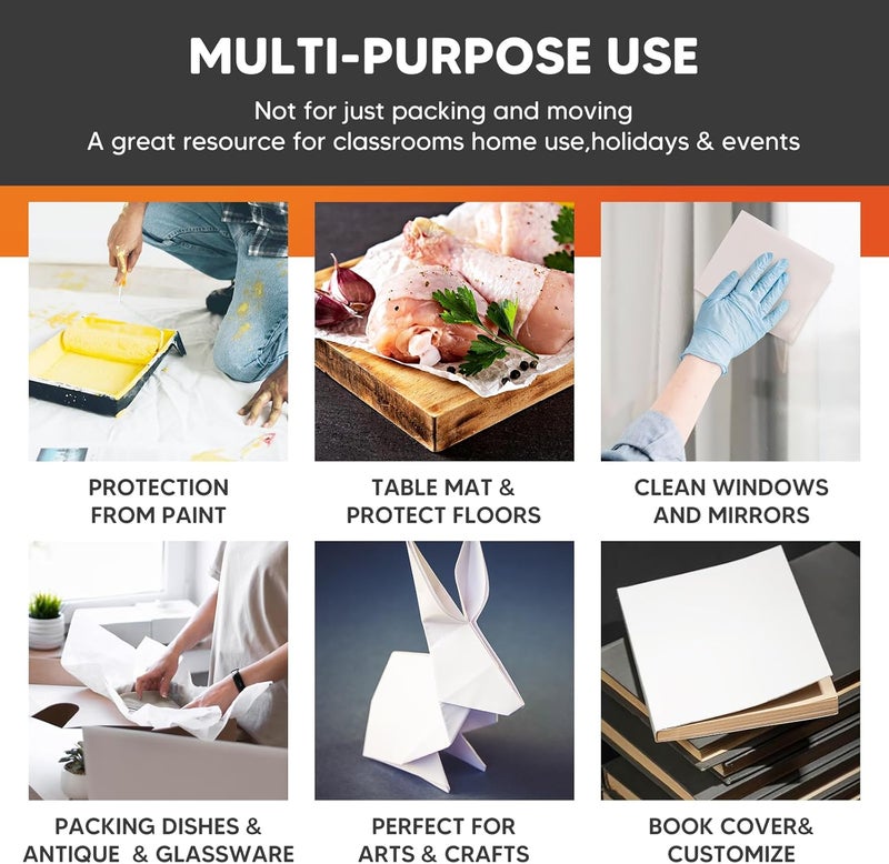 Donyang Newsprint Packing Paper for Moving Boxes, 26" x 15" Packing Boxes for Moving, Packaging, Shipping Supplies, 52 Sheets Newspaper Wrapping Material for Moving Essentials, Dishes Glassware Filler 1.5 lbs - Image 4